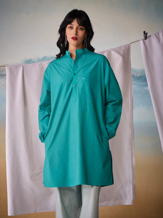 Misraa Signature Kurta - Teal Blue (Women)
