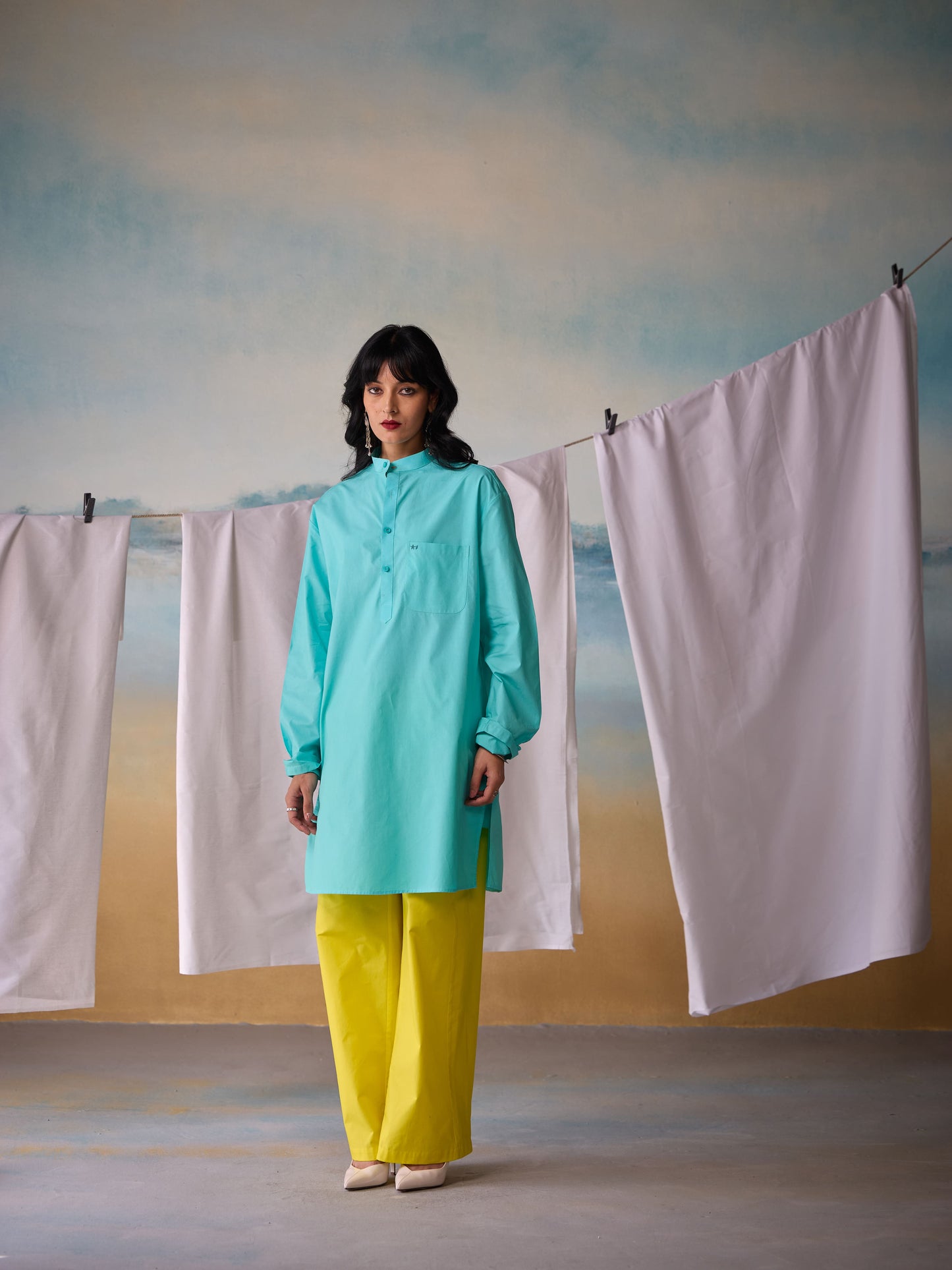 Misraa Signature Kurta - Bright Teal (Women)