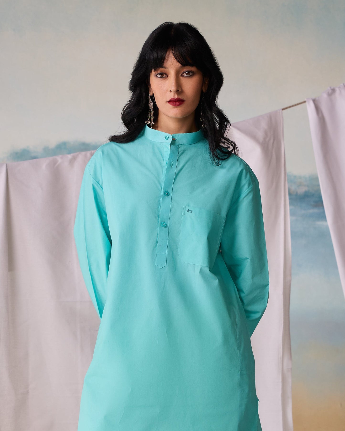 Misraa Signature Kurta - Bright Teal (Women)