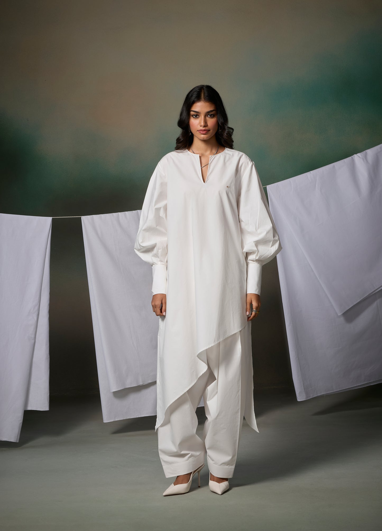 Misraa Opposite Hem Kurta - White