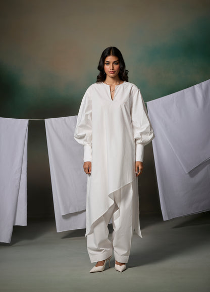 Misraa Opposite Hem Kurta - White