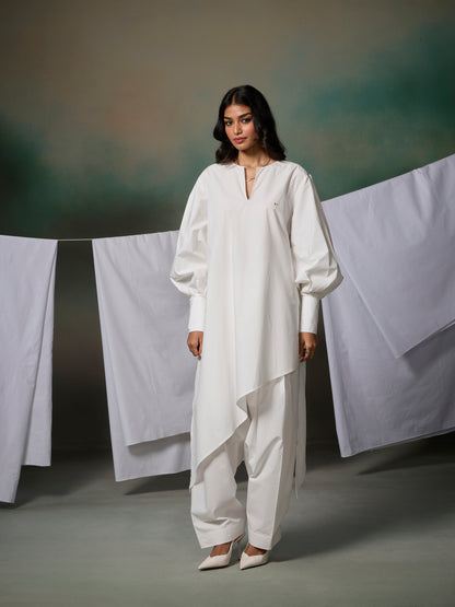 Misraa Opposite Hem Kurta - White