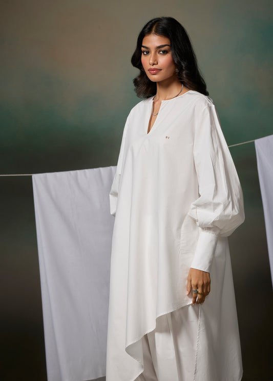 Misraa Opposite Hem Kurta - White