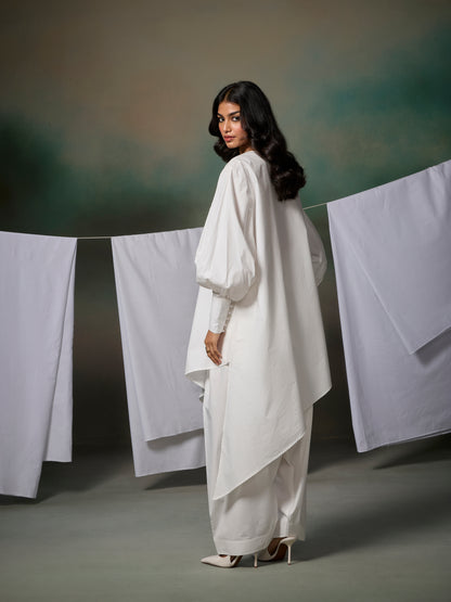 Misraa Opposite Hem Kurta - White