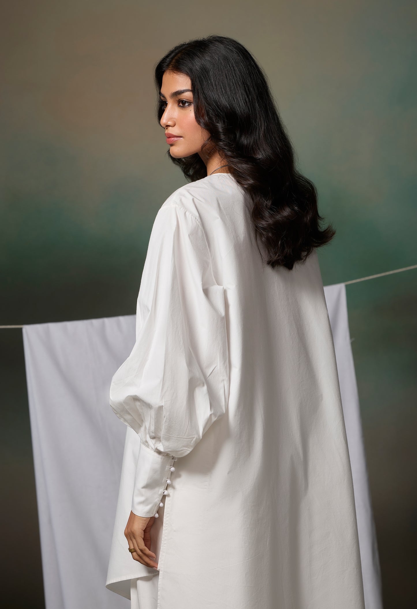 Misraa Opposite Hem Kurta - White