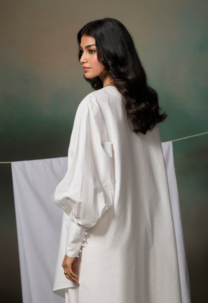 Misraa Opposite Hem Kurta - White