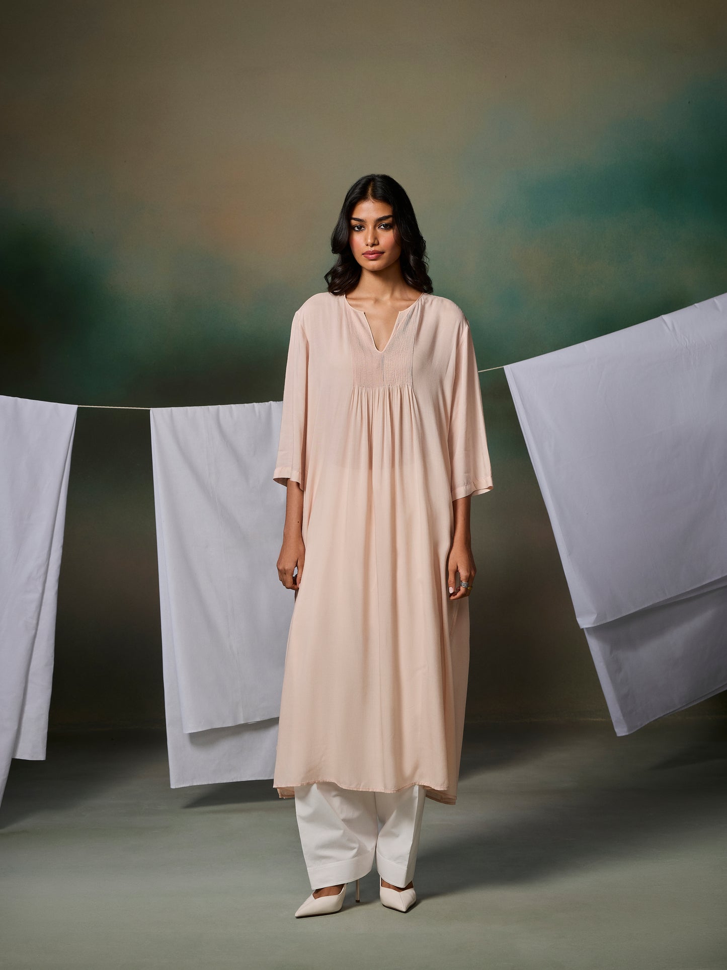 Misraa Pintuck Kurta - Sand