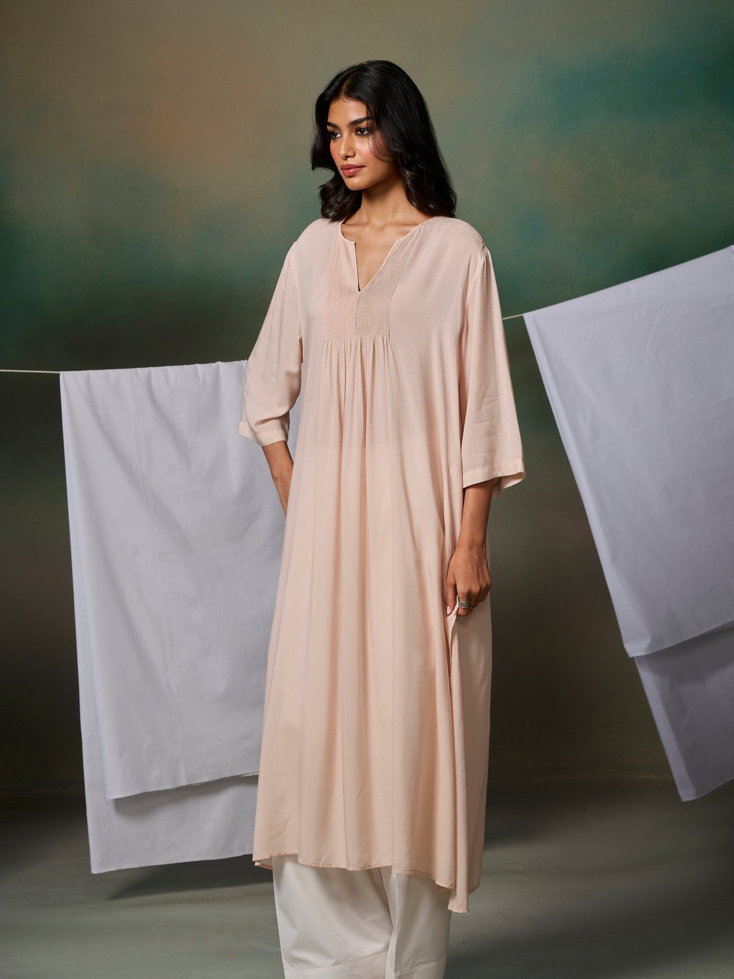 Misraa Pintuck Kurta - Sand