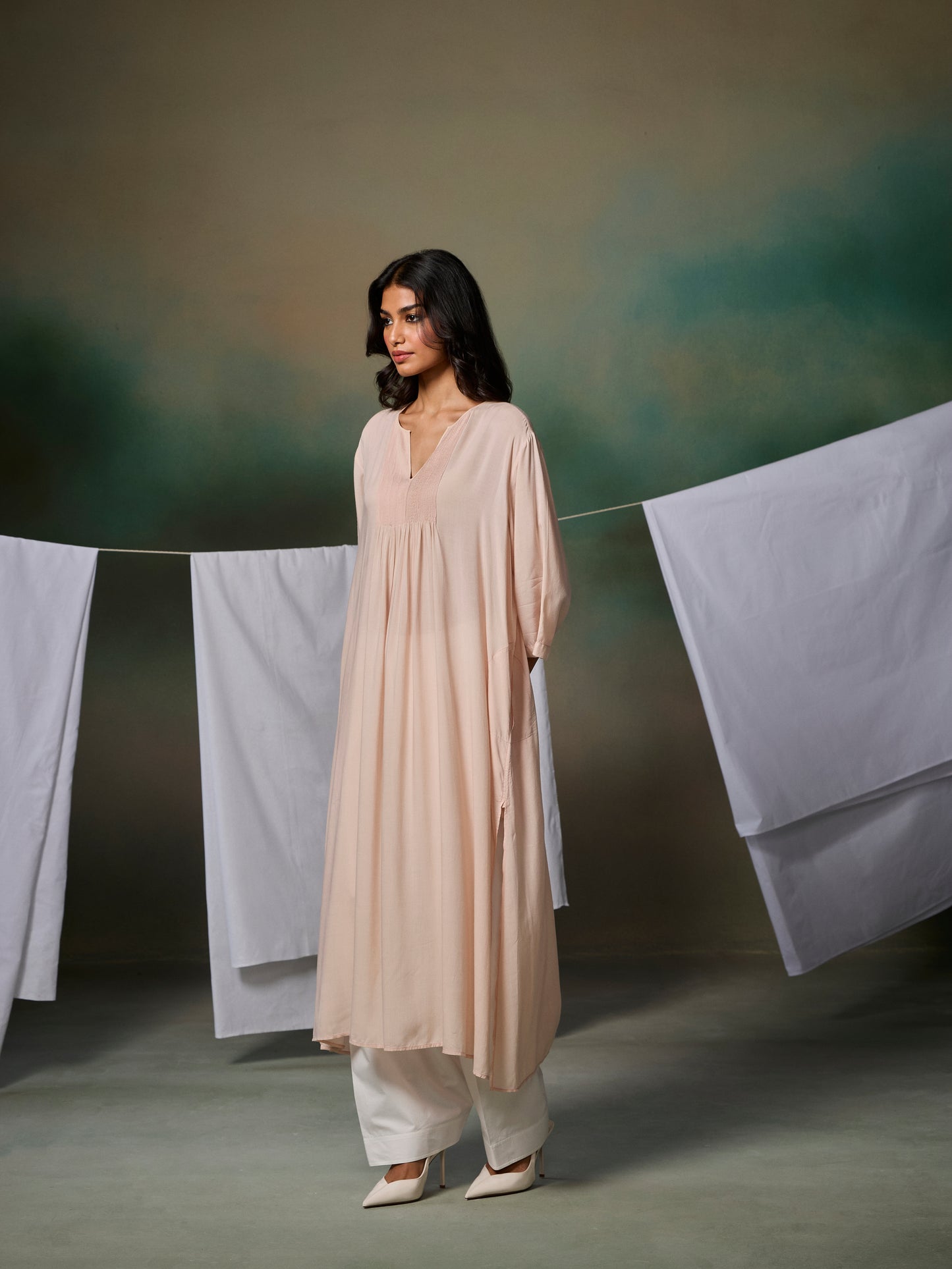 Misraa Pintuck Kurta - Sand