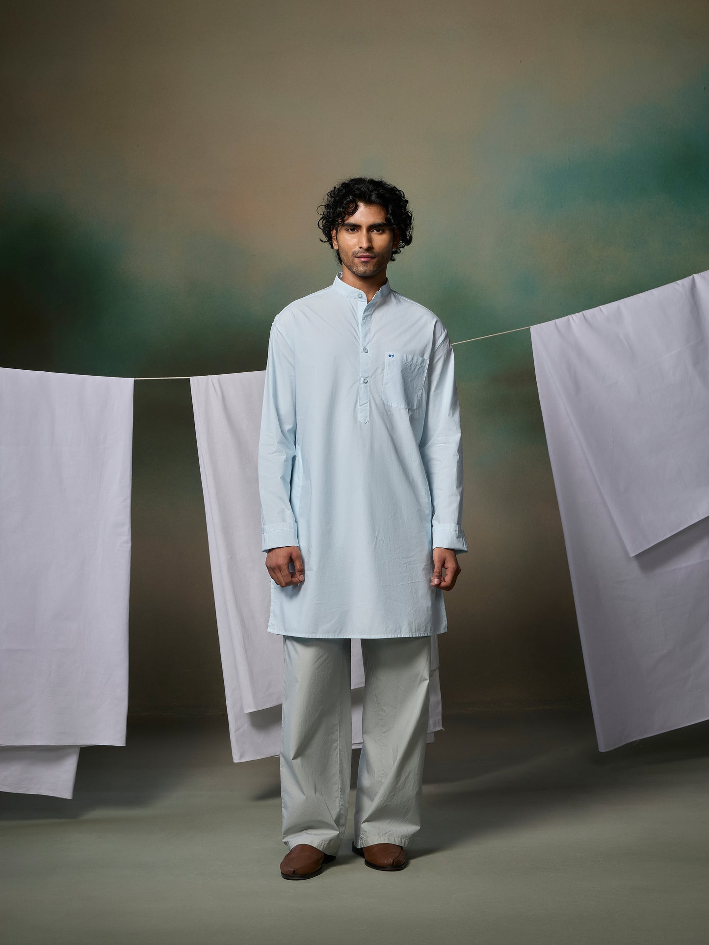 Misraa Signature Kurta - Crystal Blue (Men)