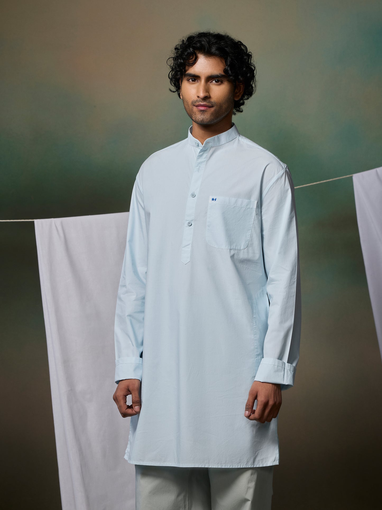 Misraa Signature Kurta - Crystal Blue (Men)