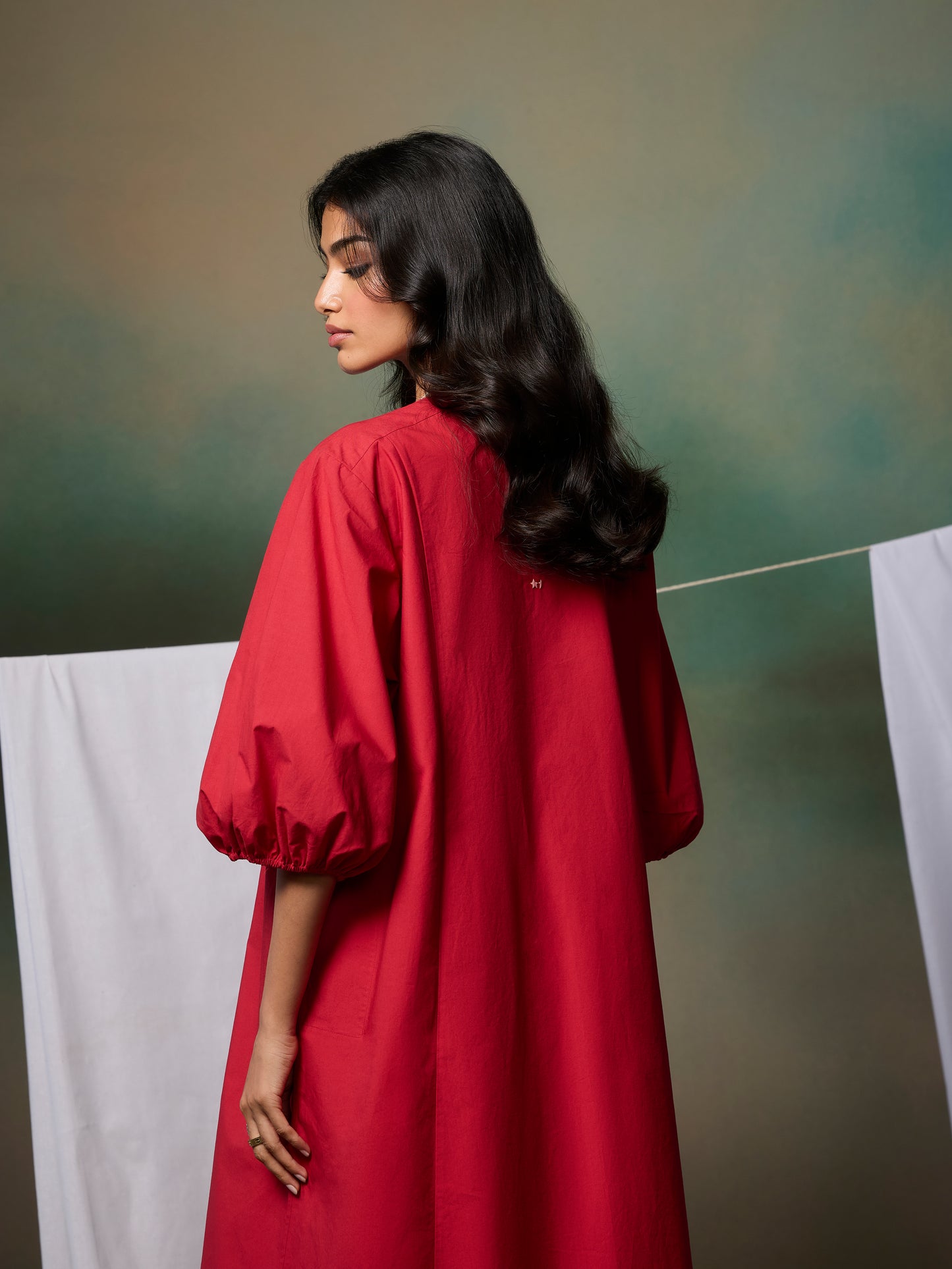 Misraa Panelled Kurta - Red