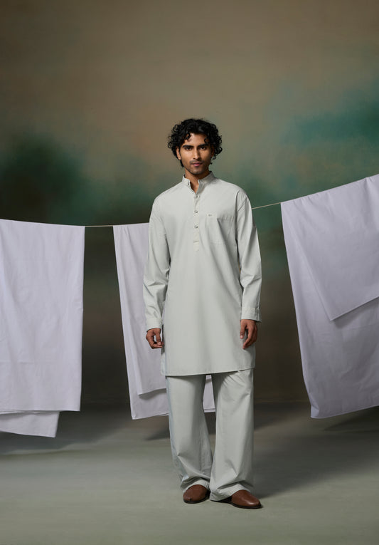 Misraa Signature Kurta - Sea Shell Grey (Men)