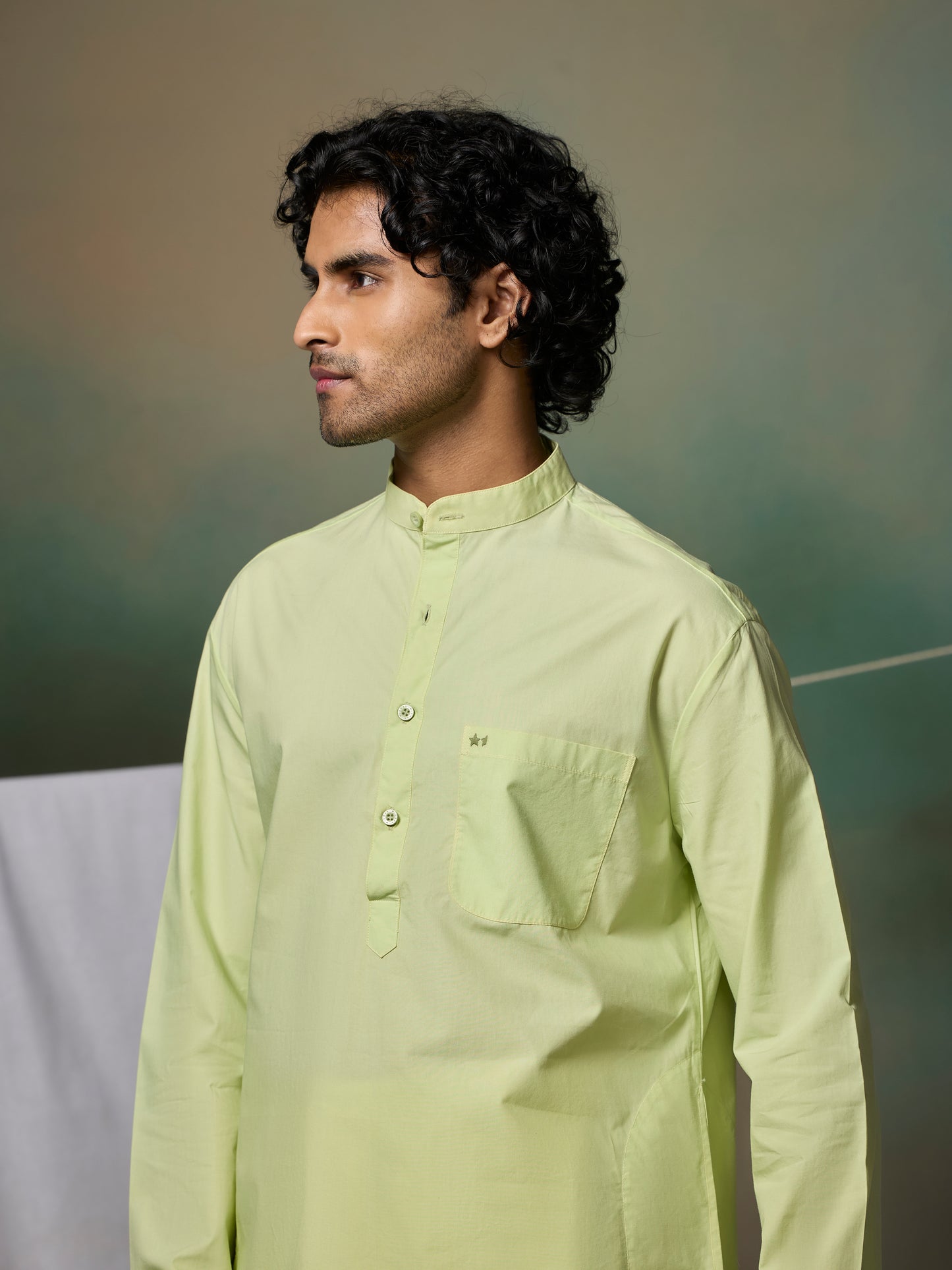 Misraa Signature Kurta - Willow Green (Men)