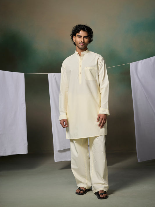 Misraa Signature Kurta - Cream Cheese Yellow (Men)