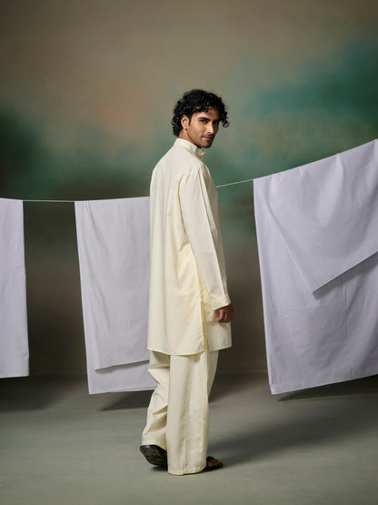 Misraa Signature Kurta - Cream Cheese Yellow (Men)