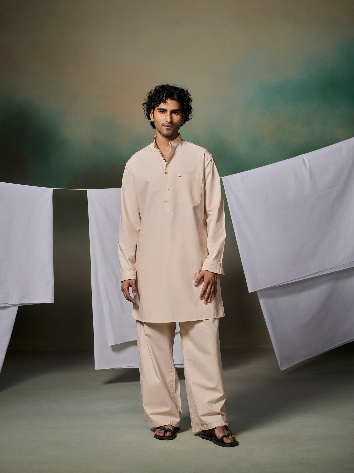 Misraa Signature Kurta - Cement Beige (Men)