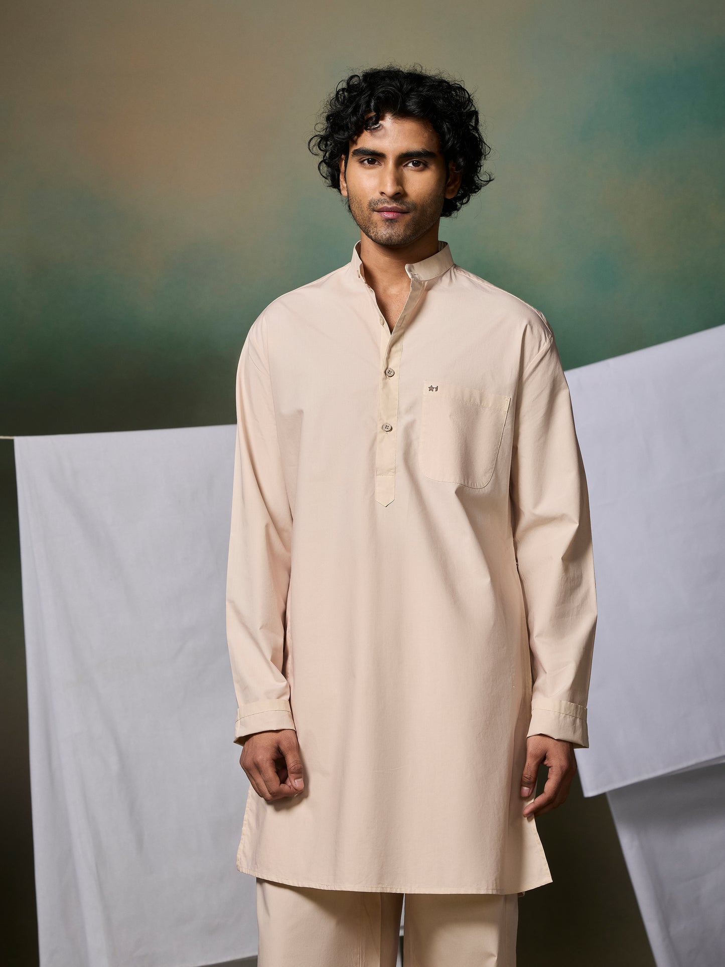 Misraa Signature Kurta - Cement Beige (Men)