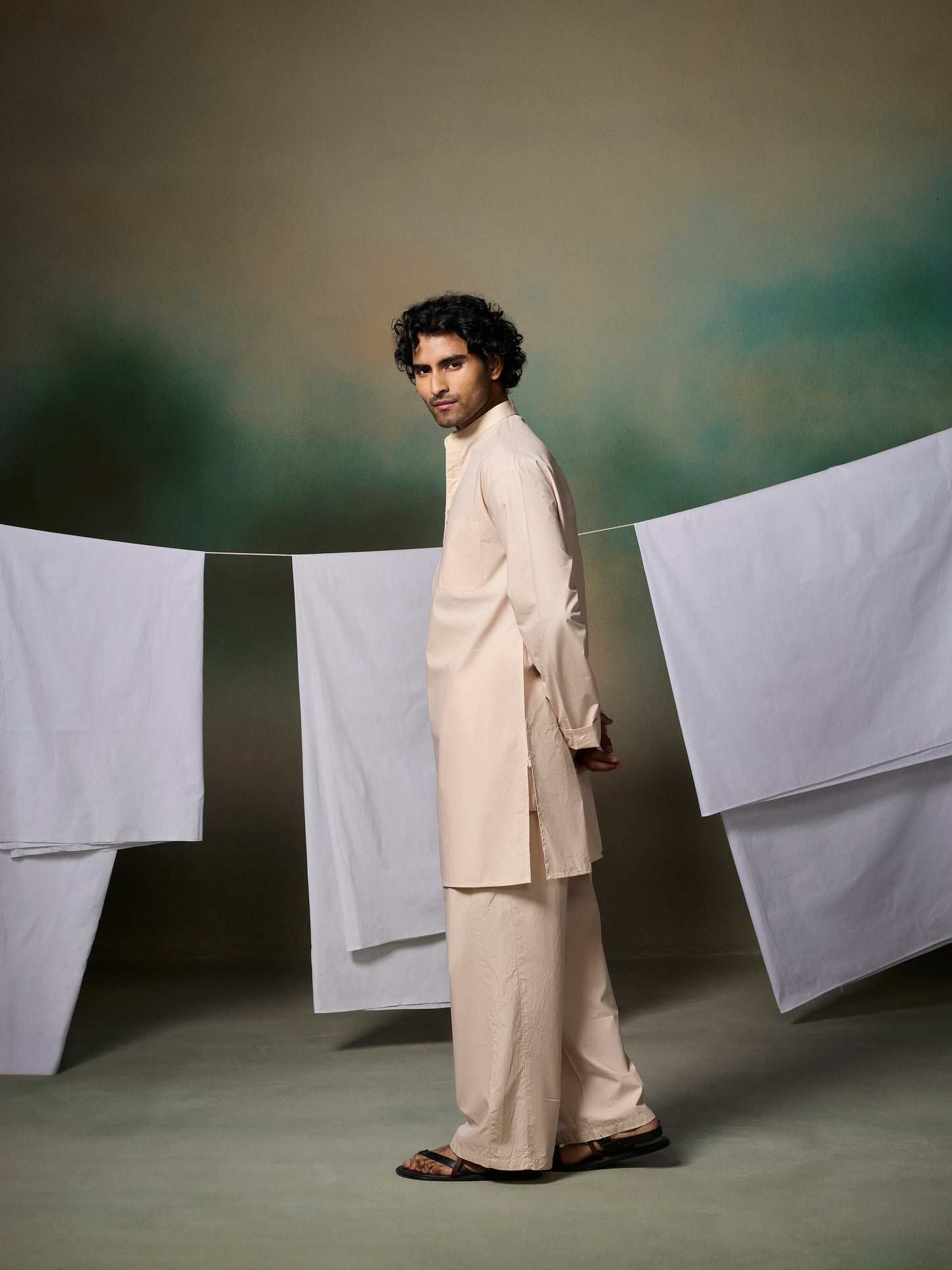Misraa Signature Kurta - Cement Beige (Men)