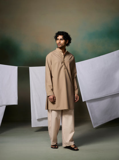 Misraa Signature Kurta - Stone Beige (Men)