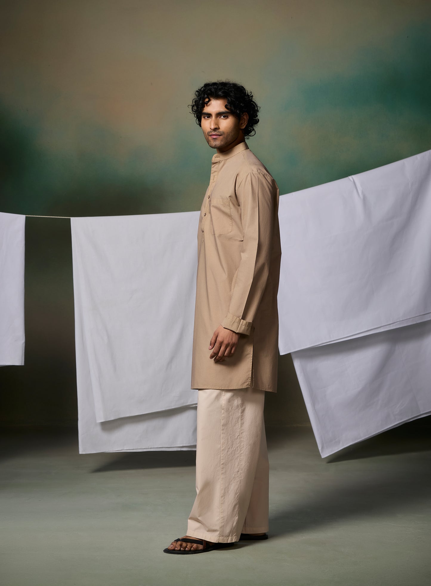Misraa Signature Kurta - Stone Beige (Men)