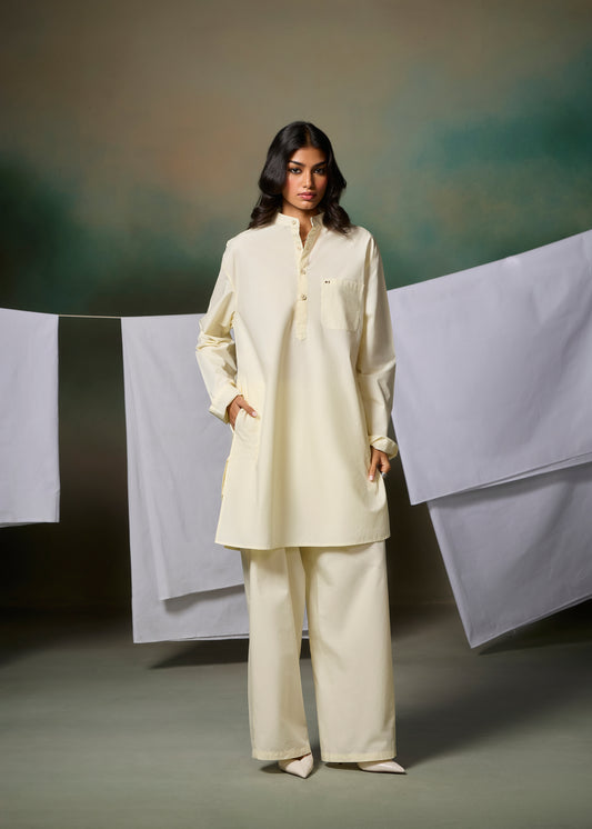 Misraa Signature Kurta - Cream Cheese Yellow (Women)