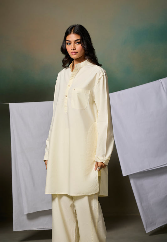Misraa Signature Kurta - Cream Cheese Yellow (Women)