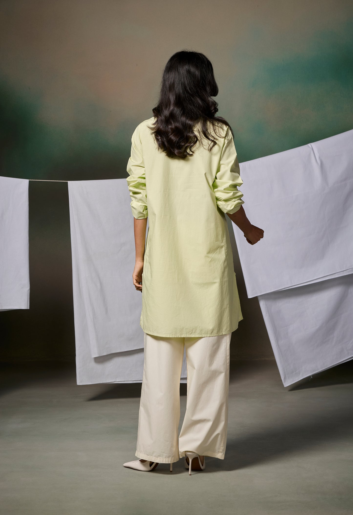 Misraa Signature Kurta - Willow Green (Women)