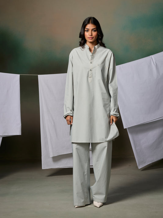 Misraa Signature Kurta - Sea Shell Grey (Women)