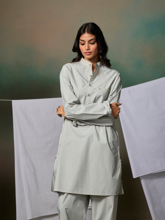 Misraa Signature Kurta - Sea Shell Grey (Women)