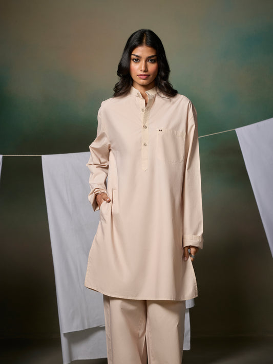 Misraa Signature Kurta - Cement Beige (Women)