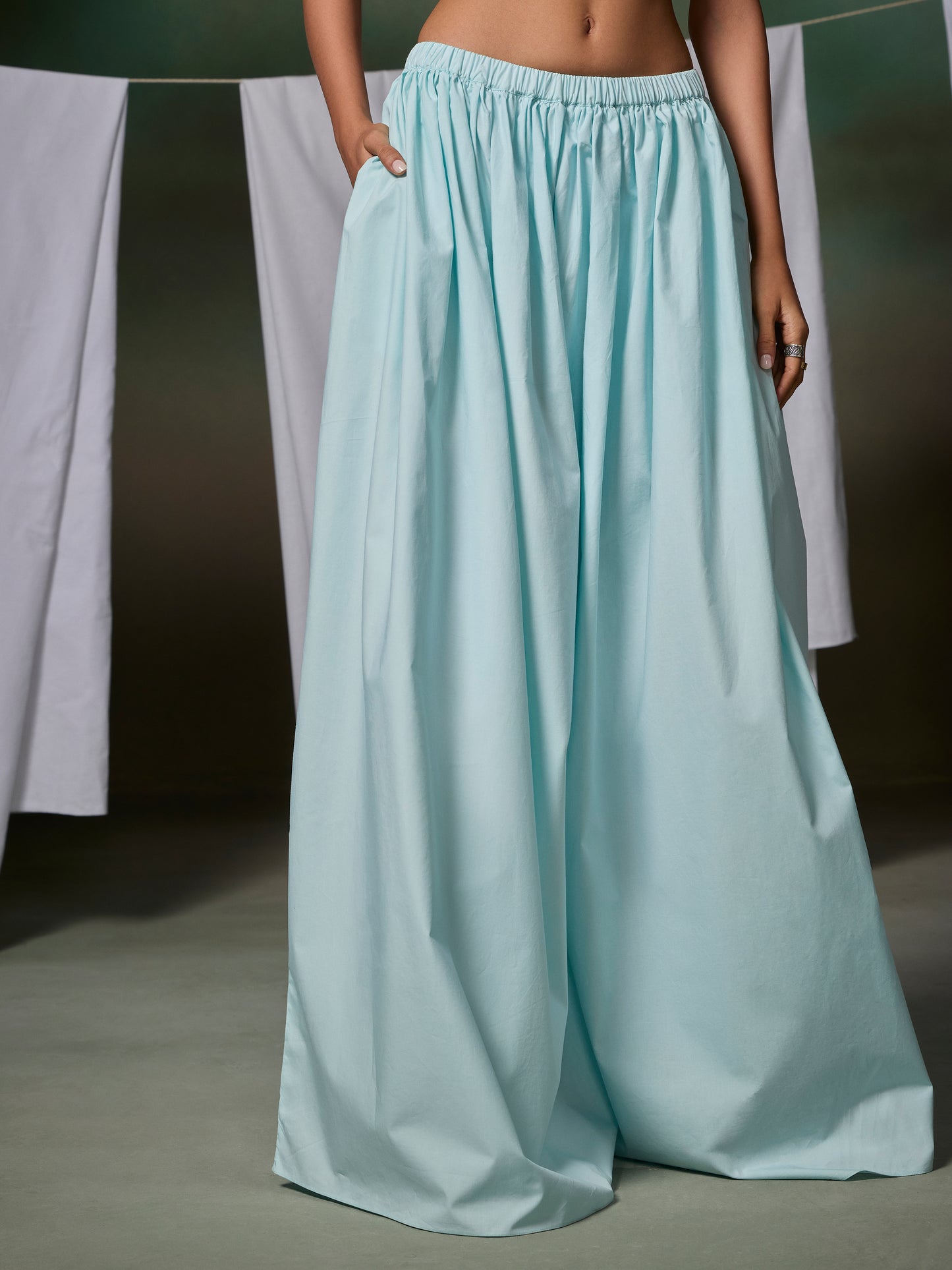 Misraa Gathered Pants - Glacier Blue